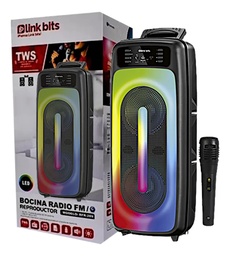 [VB632T] Bocina Bluetooth Link Bits 6.5 Pulgadas VB632T Radio Fm, Micrófono, Alámbrico, Manija Y Ruedas (C.6)