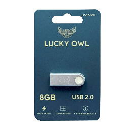 [LO-02-8GB] Memoria USB 8gb Lucky Owl Metálica 2.0 En Blister LO-02-8GB
