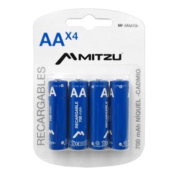 [MP-4XAA700] Pila Recargable AA Mitzu MP-4XAA700 700 MAH NI-CD 4 PZ/BL