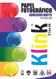 [IX PH128 ADR A4] Papel Fotográfico A4 Matte Adhesivo 50 Hojas Klink