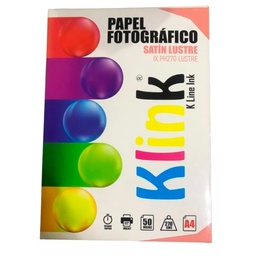 [IX PH270 LUSTRE A4] Papel Fotográfico A4 Acabado Tipo Lustre 50 Hojas Klink