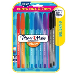 [071641178229] Boligrafo Punto Fino Surtido 10 piezas Paper Mate