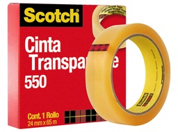 [021200518300] Cinta Adhesiva Scotch 550 3M Transparente 24mm x 66m (E.12)(C.36)
