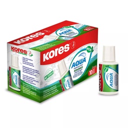 [PAQ10-9023800691019] CORRECTOR LIQUIDO KORES AQUA 20 ML CAJA CON 10 PIEZAS