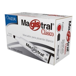 [PAQ12-0024RO] Paquete C/12 Marcador Pintarron Magistral Plastico Clasico Rojo