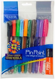 [7501428727119] Empaque C/10 Boligrafo Azor Pin Point .7mm Colores Fashion (E.24)