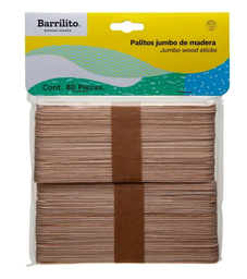 [W004] Empaque C/80 Palitos Madera Barrilito Natural Bolsa (C.24) (M.72)